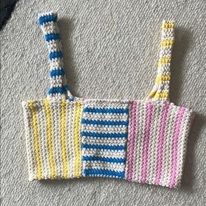 Zara Striped Crochet Crop Top Medium